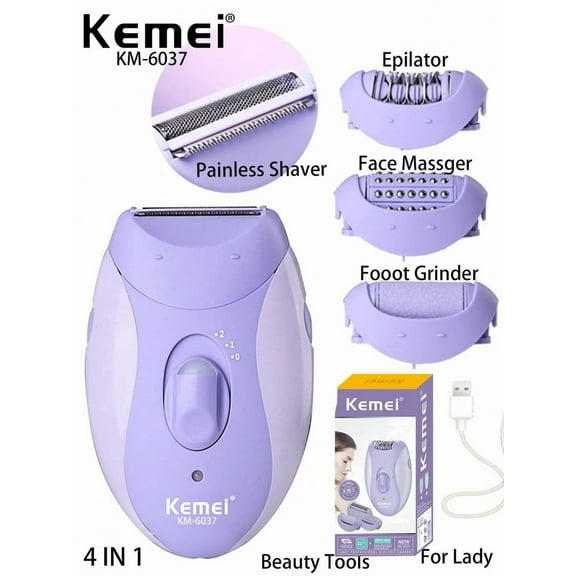 Kemei KM-6037 Hair Removal For Lady Epilator Hair Remove From Root Painless Shaver Bikin Line Private Body Hair Remove Face