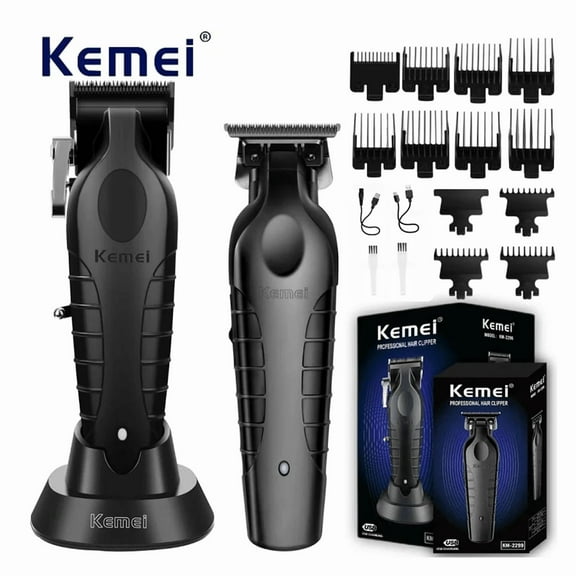 Kemei 2296 Barber Cordless Hair Trimmer 0mm Zero Gapped Carving Clipper Detailer Professional Electric Hair Cutting Machine