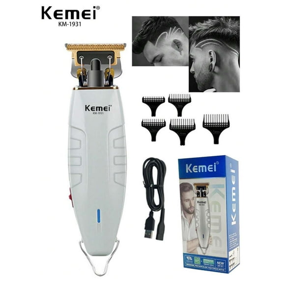 Kemei Kemei Brand KM-1931 Electric Hair Trimmer 0mm Gapped Carving Head Clipper For Men Rechargeable USB Hair Cutting Machine Home Use Or Barber Shop Salon Use