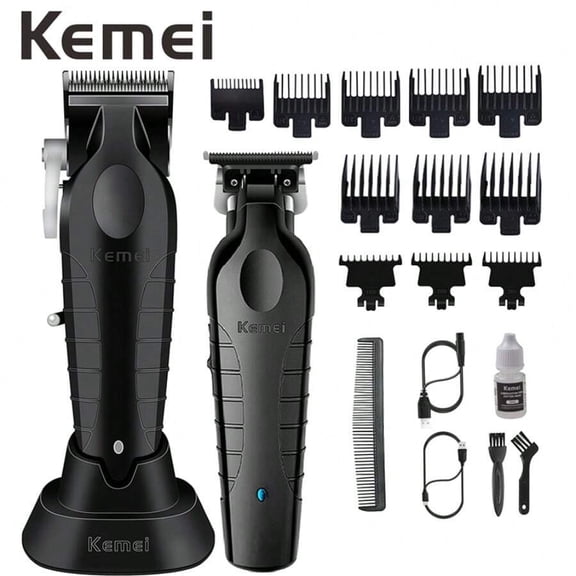 Kemei Kemei Men's Professional Hair Clipper And Trimmer Set KM-2296 + KM-2299 USB Rechargeable Cordless Hair Clipper Amount Beard Trimmer Ideal Holiday Gift For Hair Clippers