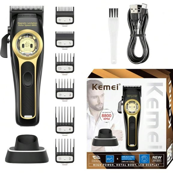 Kemei Kemei Professional Hair Clipper, Magnetic Suspension Motor Hair Trimmer, Rechargeable Docking Station, For Men KM-2373/KM-2268