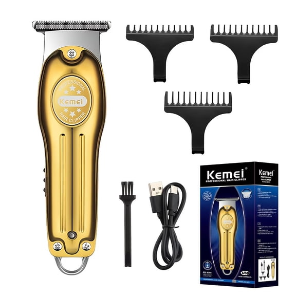 Kemei Mini Hair Clipper KM-679 - USB Rechargeable Metal Hair Clipper with Pop-Up Trimmer for Versatile Grooming