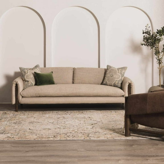 Kemer Collection Machine Washable Hallway Kitchen Runner Rug - Vintage Distressed Faded - Traditional Boho Bohemian Farmhouse Bordered Carpet - Pet Friendly - Brown,Burnt Orange,Beige - 2'7"x10'