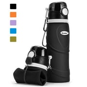 Kemier Collapsible Silicone Water Bottles - 750ML Leakproof Valve Reusable BPA Free Travel Water Bottle, 26oz Foldable Water Bottles Sports & Outdoor Lightweight for Gym Camping Hiking Travel