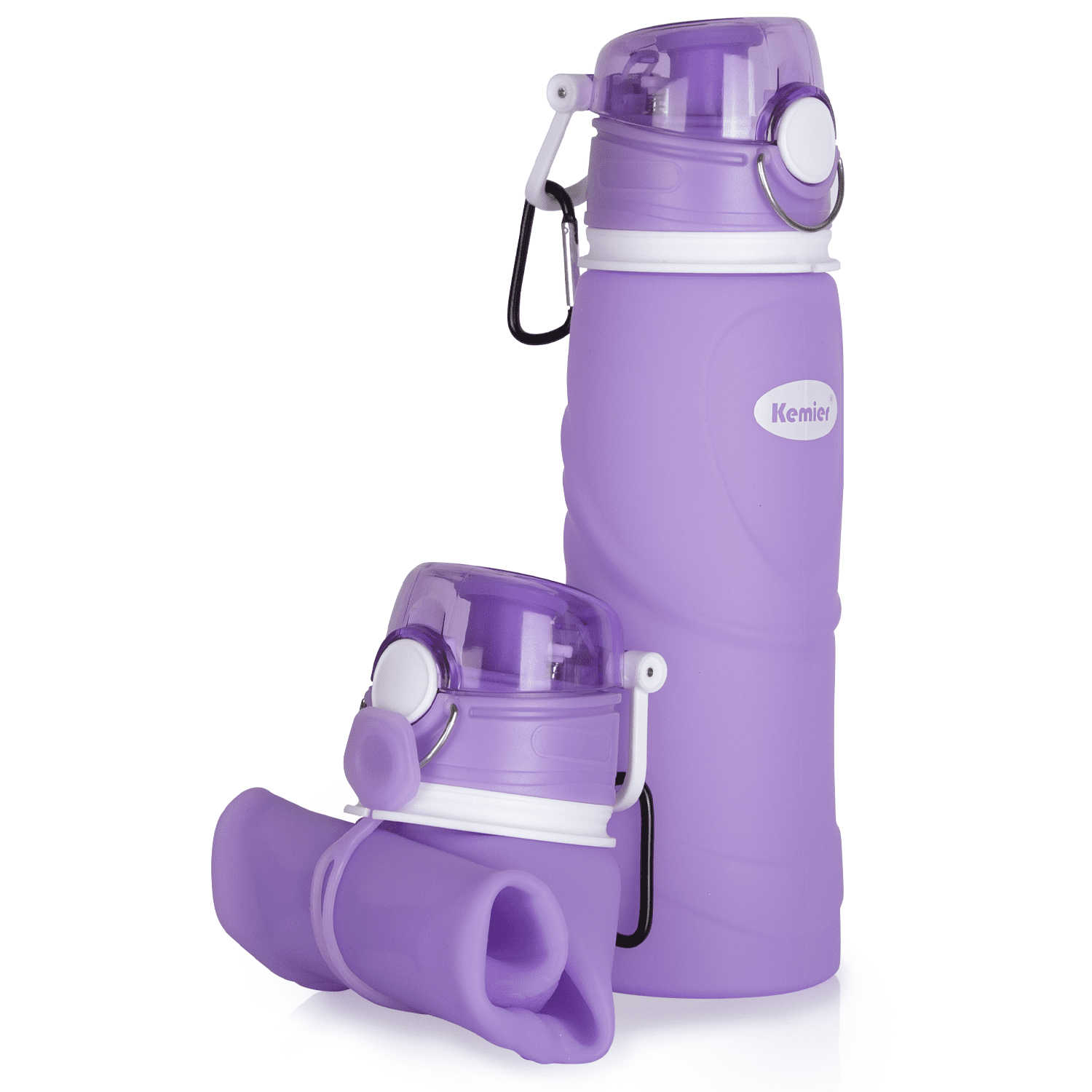 Kemier 750ML Collapsible Silicone Water Bottles, BPA Free, Leak Proof