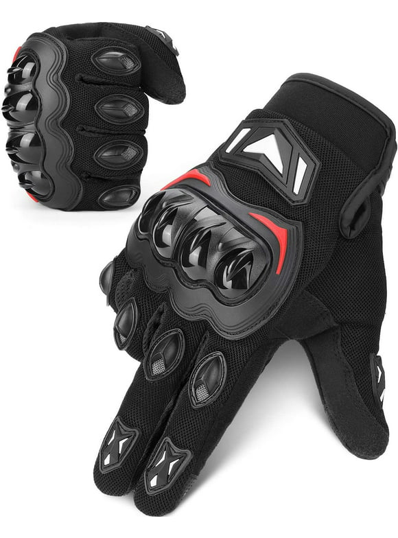 Kemimoto Motorcycle Gloves for Men Women, Touchscreen Breathable Motorbike Gloves for Motorcross Racing BMX MTB ATV UTV Cycling with Hard Knuckle (Black, L)