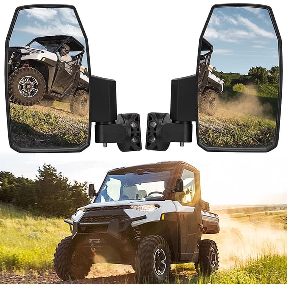 KEMIMOTO Side Mirrors,Wider UTV Side Mirrors Rear View Mirrors Compatible with Polaris Ranger XP 1000 900 570 General 1000 Can-Am Defender Maverick Trail for Pro-Fit (Not Door)
