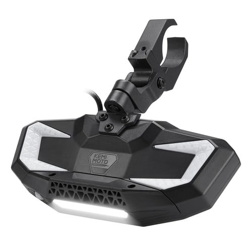 Kemimoto UTV Rear View Center Mirror w/ Light Heavy-Duty Compatible with 1.5" -2" Roll Bar Polaris RZR Kawasaki Mule Pioneer Talon Can Am X3