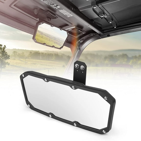 Kemimoto UTV Rear View Mirror Center Mirror Compatible with Polaris Ranger 500 570 900 XP 1000XP Crew 2017-2023, Require Factory Drop Down Mounting Tab