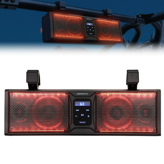 Kemimoto UTV Sound Bar 16 inch ATV SoundBar Sound System SxS Speakers LED Light for Polaris Can-Am