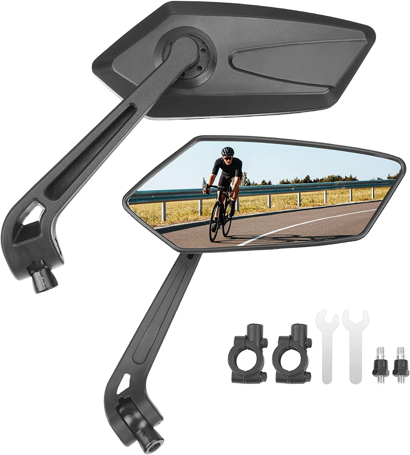 Kemimoto Universal Bike Biking Mirror Handlebar 360 Rotatable Flexible