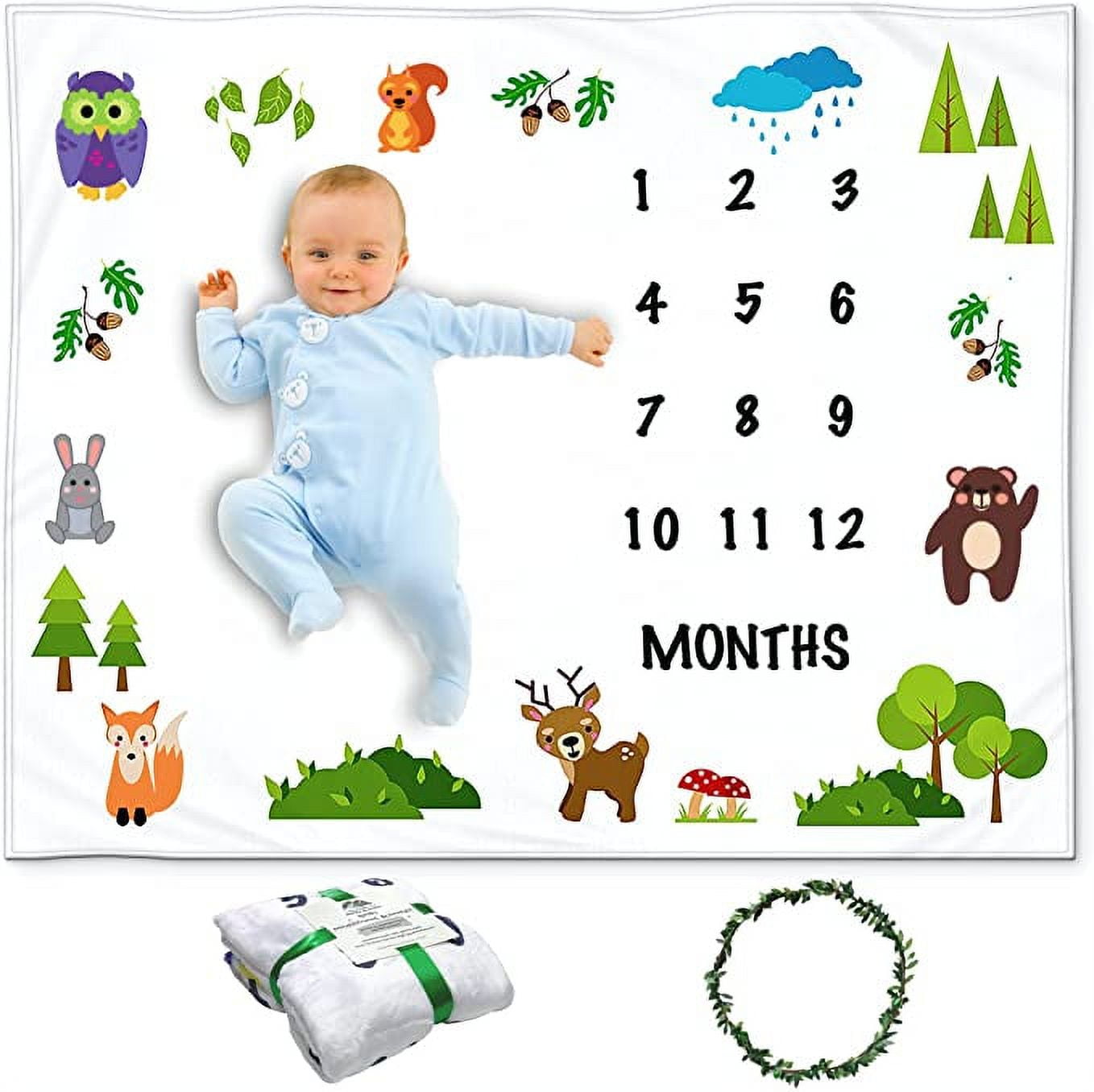 Kemina Blankets Baby Monthly Milestone Blanket Boy Girl, Baby Boy