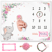 Kemina Blankets Baby Monthly Milestone Blanket Cute Girl Elephant Blanket