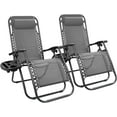 thumbnail image 1 of Kemon Zero Gravity Folding Lounge Outdoor Patio Adjustable Reclining Chair with Pillows and Cup Holders for Beach Set of 2, Double Grey, 1 of 14