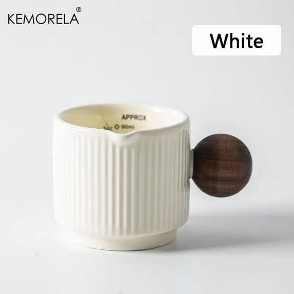 Kemorela 3oz/90ml Ceramic Measuring Cups Espresso Extraction Cup Transfer Cup Milk Cup With Scale kitchen tools