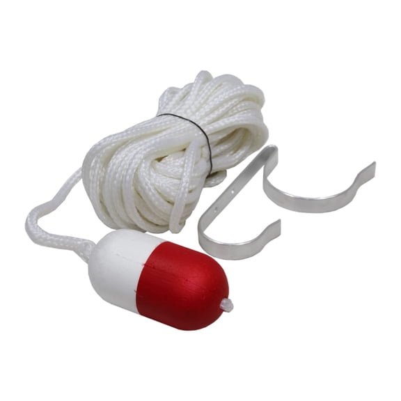 Kemp USA 12" White and Red Standard Rescue Throw Line and Buoy 30' Rope