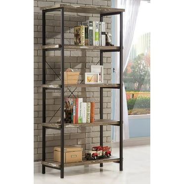 Kemper 4-shelf Bookcase Salvaged Cabin and Black