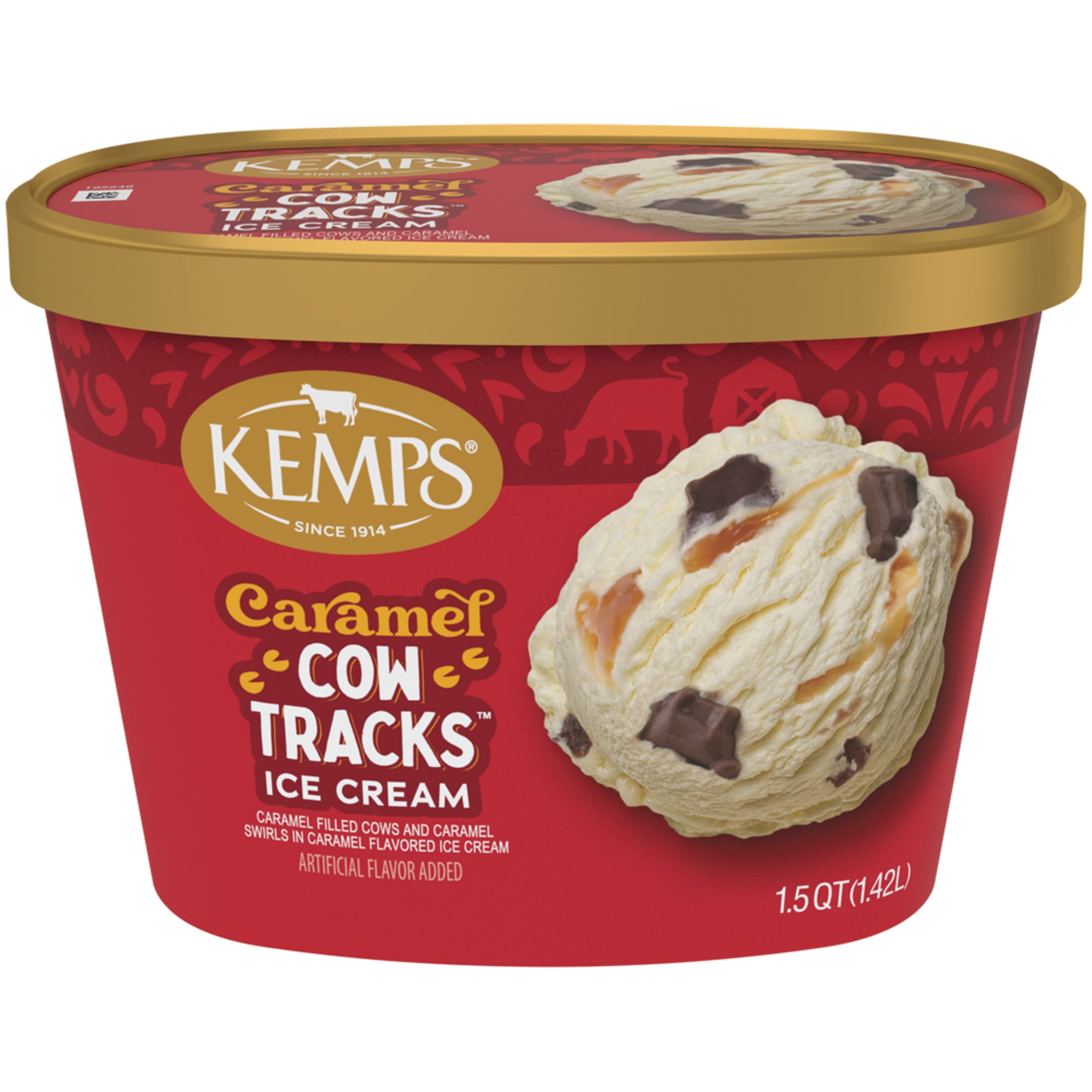 Kemps Caramel Cow Tracks Ice Cream 1.5 Quart
