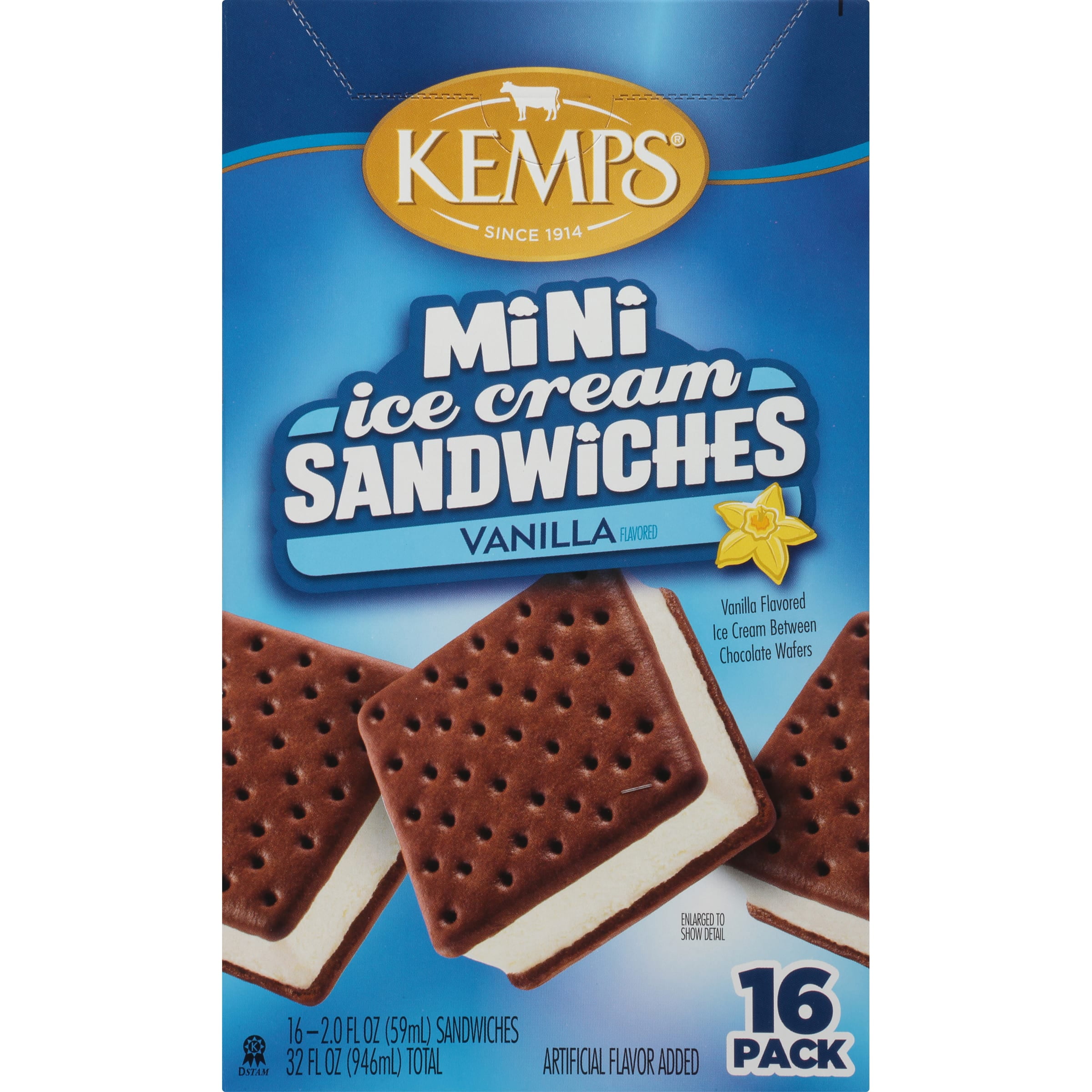 Kemps Mini Vanilla Ice Cream Sandwiches 16 Ct