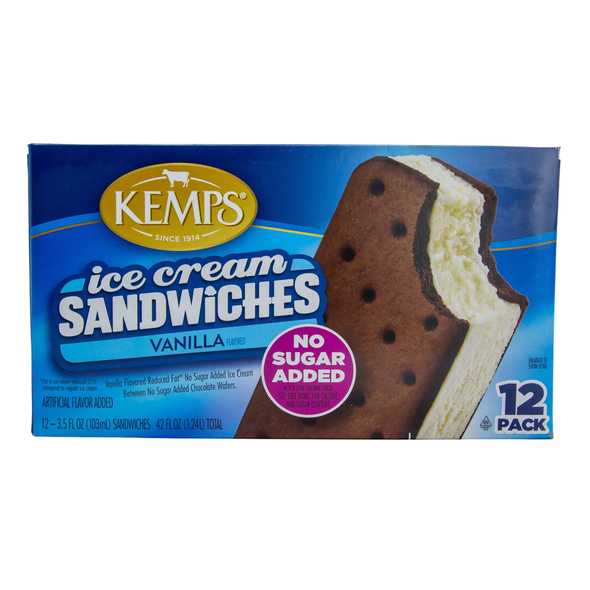 Kemps No Sugar Added Vanilla Ice Cream Sandwiches, 3.5 fl oz, 12 Count