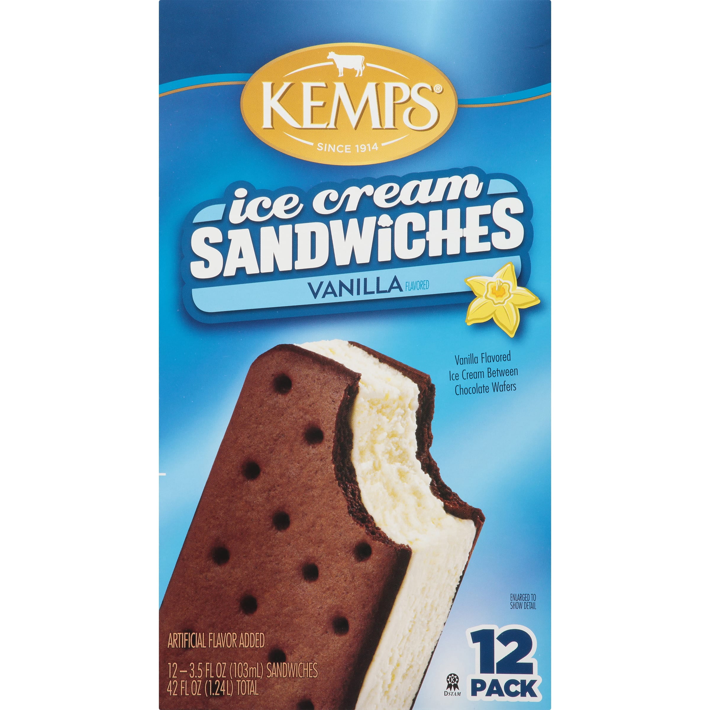 Kemps Vanilla Ice Cream Sandwiches 12 Pack