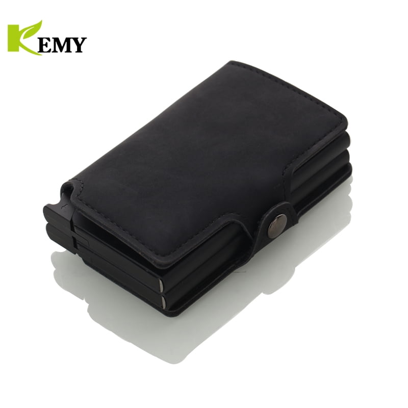 Kemy new slim small card wallet rfid pop-up push button bank case