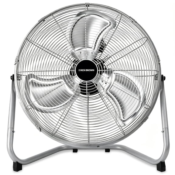 Ken Brown 20" High-Velocity Floor Fan - 4700 CFM Indoor & Outdoor Use, 3-Speed Heavy-Duty Oscillating Fan for Patio, Garage, Workshop, Farm, Silver