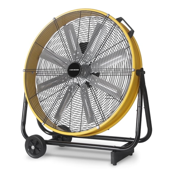 Ken Brown Industrial Fan 24 Inch Heavy Duty Drum 3 Speed 9500 CFM Air Circulation High Velocity Fan For Warehouse, Workshop, Factory, Commercial, Residential and Greenhouse Yellow