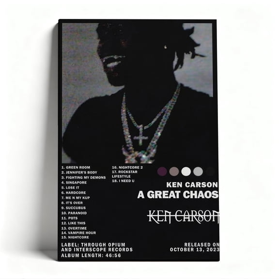 Ken Carson "A Great Chaos" Album Poster Canvas Wall Art, Hip-Hop Music Decor, Minimalist Rap Artwork for Bedroom, Ready to Hang