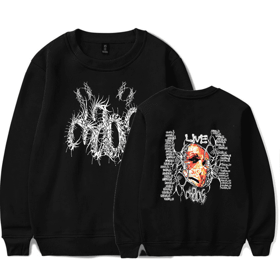 Ken Carson Merch Long Sleeve Sweatshirt A Great Chaos Logo Hoodie Sweatshirts LiveChaos Tour 2024 Fans Women Mens Rapper Clothes