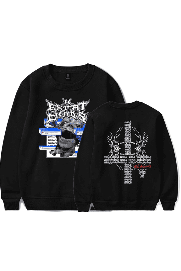 Ken Carson Merch Sweatshirt A Great Chaos Error Black Long Sleeve Women Men Rapper Crewneck