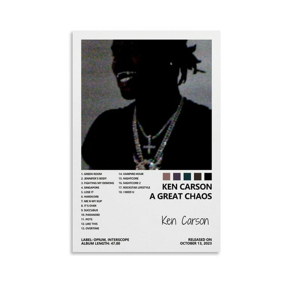 Ken Carson Poster A Great Chaos Album Cover Poster for Bedroom Aesthetic Canvas Art Wall Decor