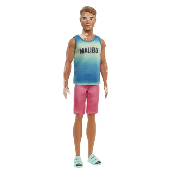 Ken Fashionistas Doll Blue Ombre Malibu Tank Red Shorts Beach Outfit