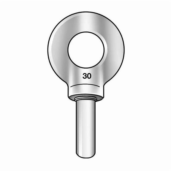 Eye Bolt With Shoulder, Unthreaded, 1-1/2 in Shank, 1-3/16 in ID, Steel, Plain