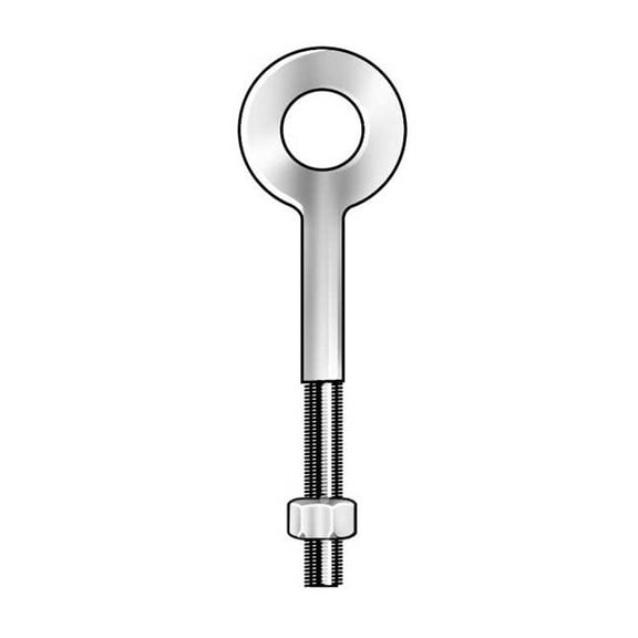 Eye Bolt Without Shoulder, 1"-8, 10 in Shank, 2 in ID, Steel, Galvanized