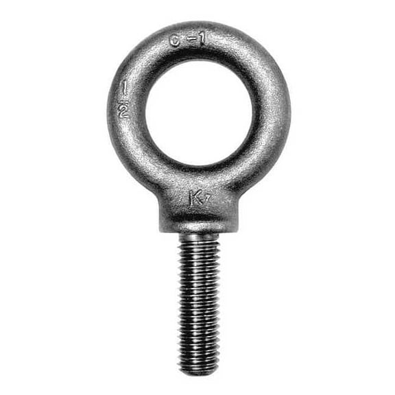Eye Bolt With Shoulder, M12-1.75, 38 mm Shank, 30 mm ID, Steel, Plain