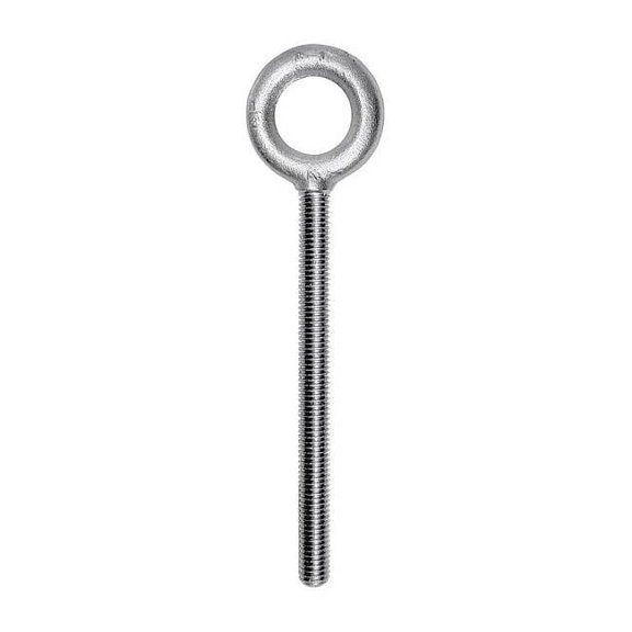 Eye Bolt Without Shoulder, 3/8"-16, 4-1/2 in Shank, 1 in ID, Steel, Zinc Plated