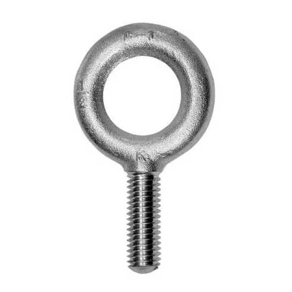Eye Bolt Without Shoulder, 3/8"-16, 6 in Shank, 1 in ID, Steel, Plain