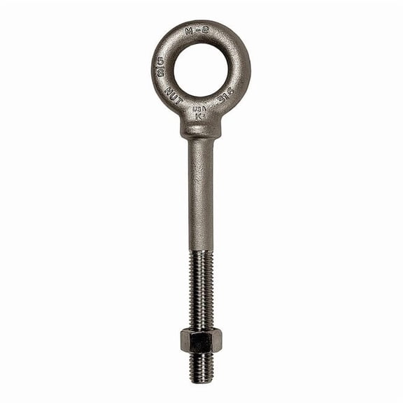 Eye Bolt With Shoulder, 5/8"-11, 6 in Shank, 1-3/8 in ID, 316 Stainless Steel, Plain