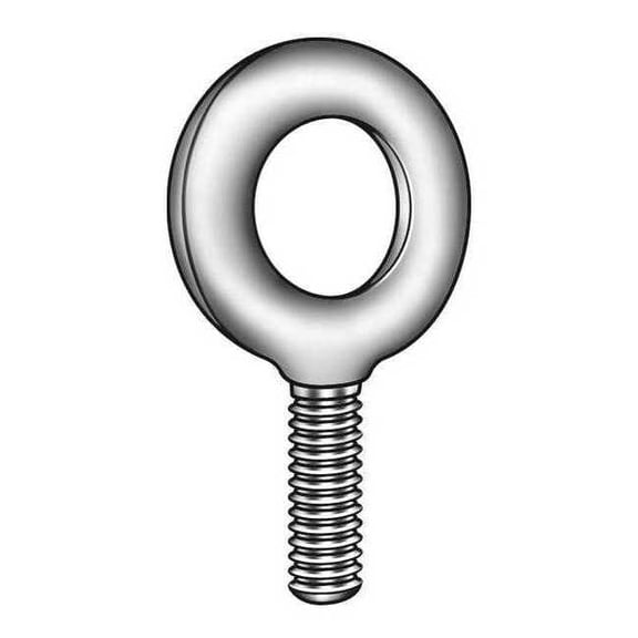 Eye Bolt Without Shoulder, 9/16"-12, 1-5/8 in Shank, 1-9/32 in ID, Steel, Plain