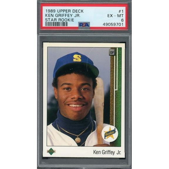Ken Griffey Jr 1989 Upper Deck Baseball Star Rookie Card RC #1 Graded PSA 6