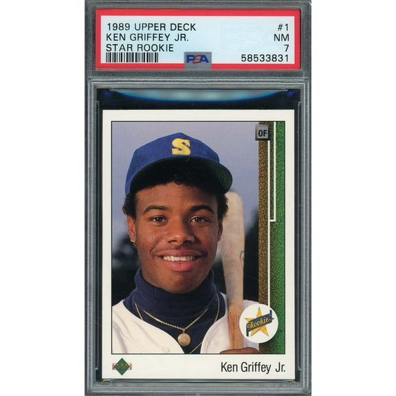 Ken Griffey Jr 1989 Upper Deck Baseball Star Rookie Card RC #1 Graded PSA 7