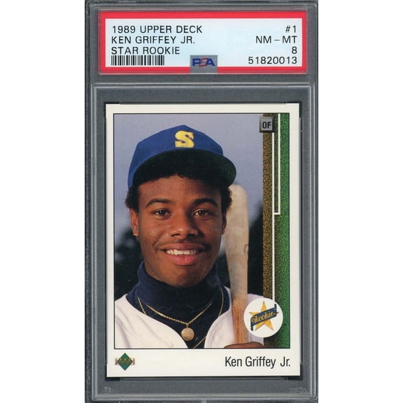 Ken Griffey Jr 1989 Upper Deck Baseball Star Rookie Card RC #1 Graded PSA 8