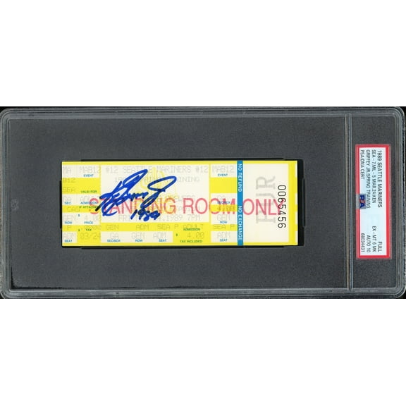 Ken Griffey Jr. Autographed 1989 Spring Training Ticket Seattle Mariners PSA 6 MK Auto Grade Gem Mint 10 "1989" PSA/DNA #68034431