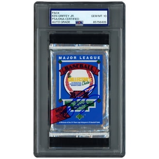 ken griffey jr rookie card graded 10 Jr. PSA Mystery Power Pack - 1 PSA Ken Griffey Jr. Card and 2 Packs of Cards Per Pack This card has been hand signed Seattle Mariners by Griffey and has been slabbed and authenticated by Beckett 1989 Upper Deck Ken Griffey
