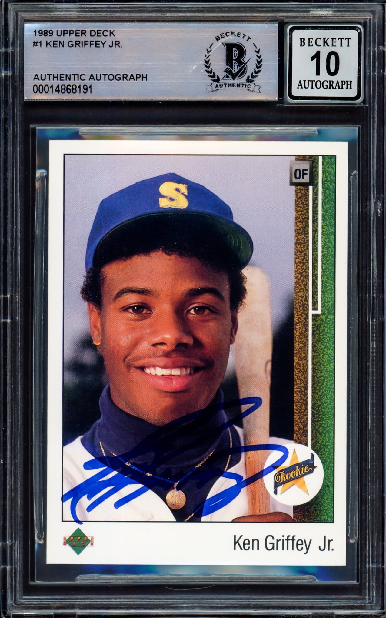 Ken Griffey Jr. Autographed 1989 Upper Deck Rookie Card #1 Auto Grade Gem Mint 10 Beckett BAS 221635