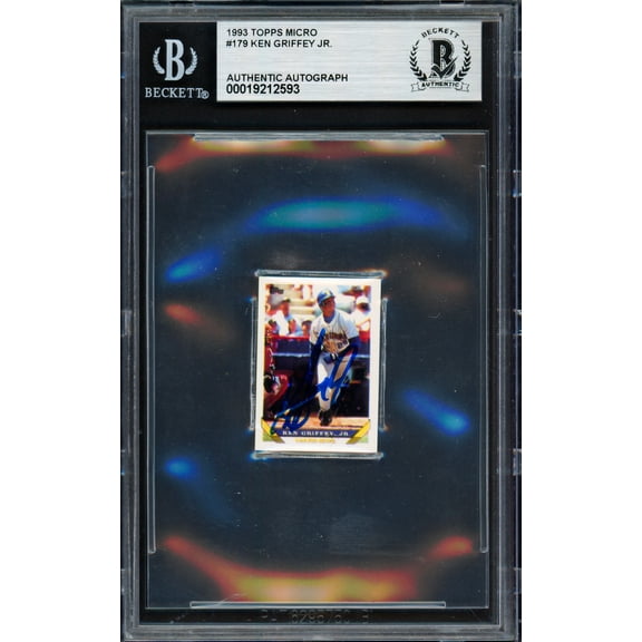Ken Griffey Jr. Autographed 1993 Topps Micro Card #179 Seattle Mariners Beckett BAS #19212593