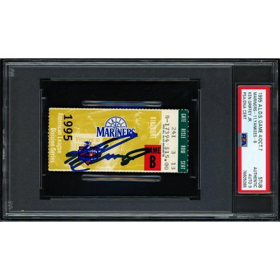 Ken Griffey Jr. Autographed 1995 A.L.D.S. Game 4 Ticket Stub Seattle Mariners Auto Grade Mint 9 PSA/DNA #76605086