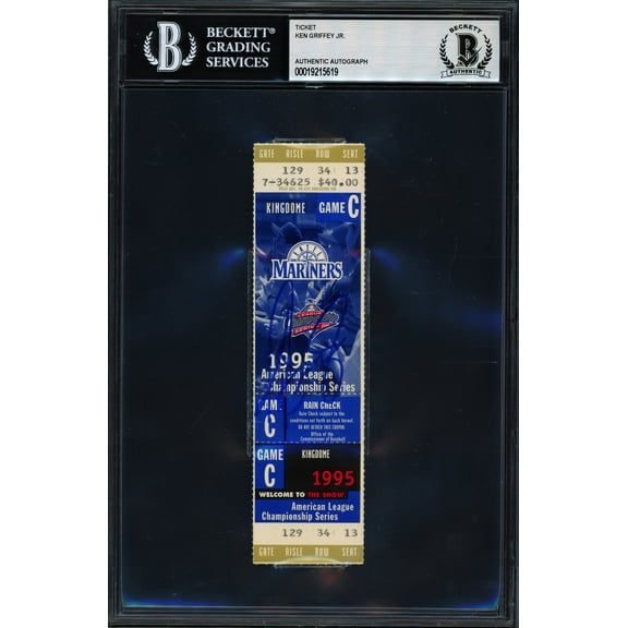 Ken Griffey Jr. Autographed 1995 ALCS Game 6 Ticket Seattle Mariners Beckett BAS #19215619