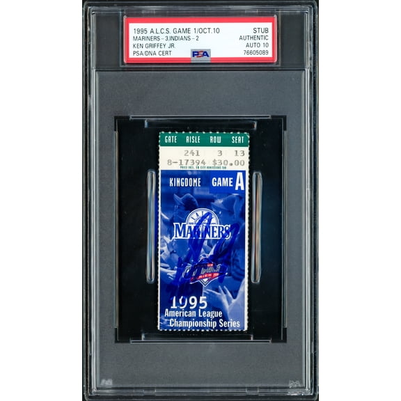 Ken Griffey Jr. Autographed October 10th, 1995 ALCS Game 1 Ticket Stub Seattle Mariners Auto Grade Gem Mint 10 PSA/DNA #76605089